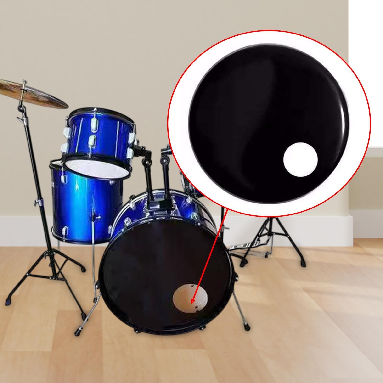 Harilla Pelle per Grancassa Risonante, Pelle per Grancassa, Professionale in Metallo, Robusta, Adatta a Tutti I Generi Musicali, Suono E di Buona Quali, 18 in