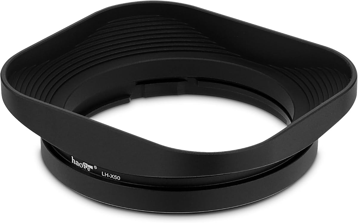 Haoge LH-X50 Parasol cuadrado de metal de bayoneta para Fujifilm Fuji Fujinon XF 50 mm F2 R WR Lente en X-Pro2 X-Pro1 X-T2 X-T1 X-T20 X-T10 X-E2S X-A5 X-A20 X-E3 X-H1
