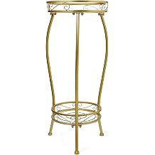 LOYAL TIGER Plant Stand Indoor Outdoor, 2 Tier 27" Tall Metal Shelf, Gold