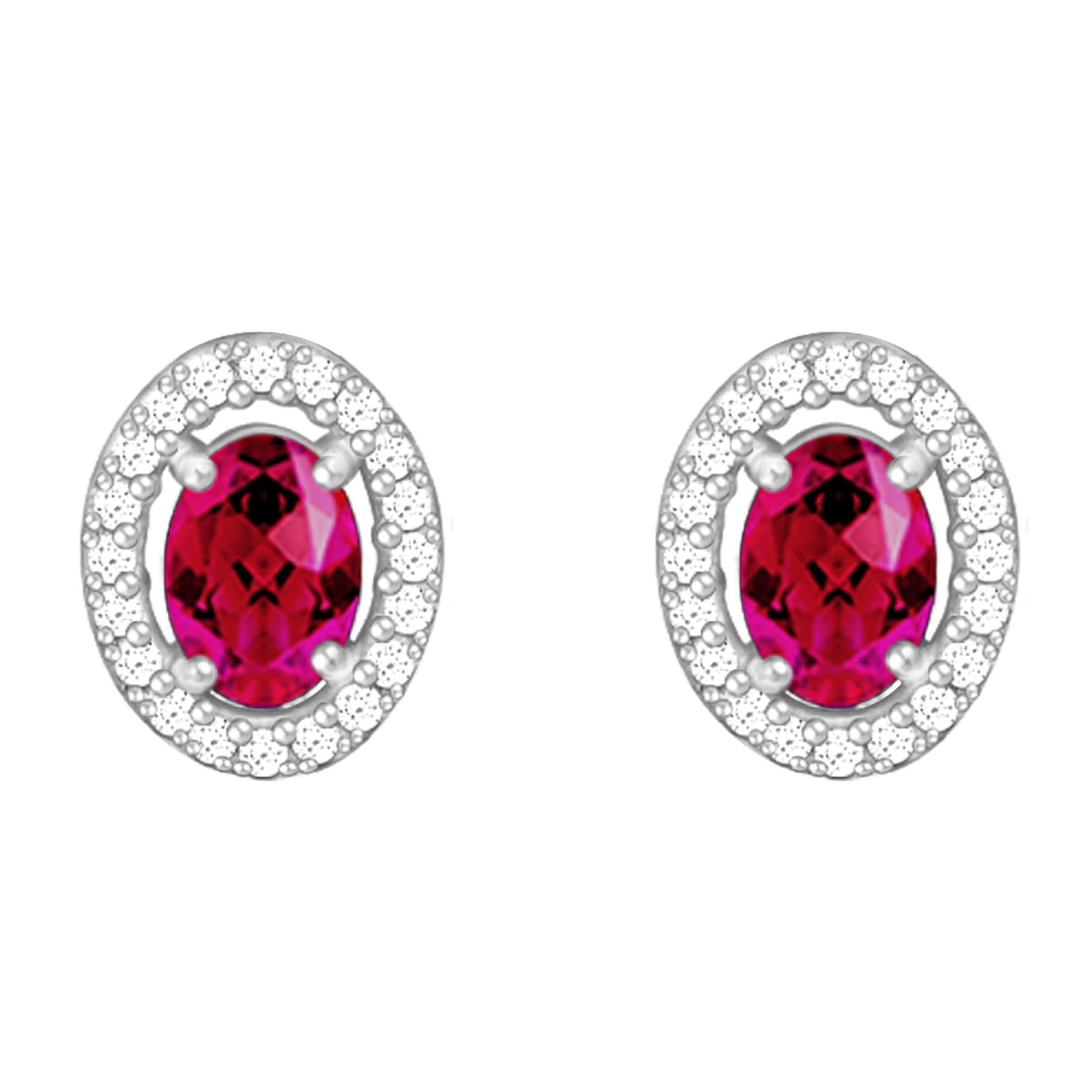 GIVA925 Silver Pink Oval Halo Studs| Gifts for Girlfriend, Gifts for Women and Girls | With Certificate of Authenticity and 925 Stamp | 6 Month Warranty