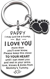 Daddy to Be Gifts Keychain for Men Fathers Day Gift for New Dad to Be Expectant Father to Be Boyfriend Husband from Wife Pregnancy Baby Announcement Gift for Soon to Be Dad Christmas Valentines Gifts