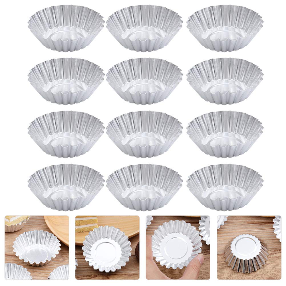 100 Piezas Cupcake Forrado Tarta De Huevo Taza para Hornear Magdalenas Moldes De Tarta Envoltorios De Cupcakes Horneado De Muffins Lata De Tarta Bandeja Ronda Aleación De Aluminio.