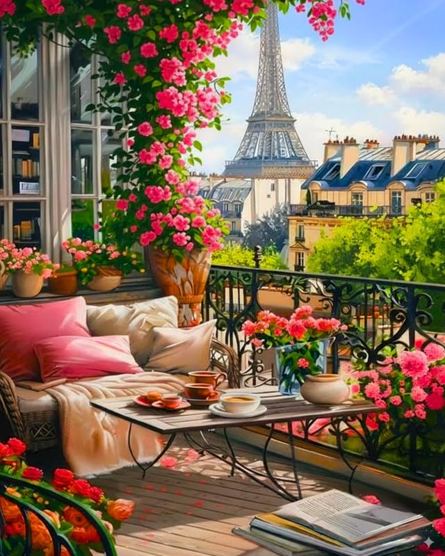 Image of TULIP N TURTLE an Evening in Paris DIY 5D Diamond Painting Kit Round Dril Cross Stitch