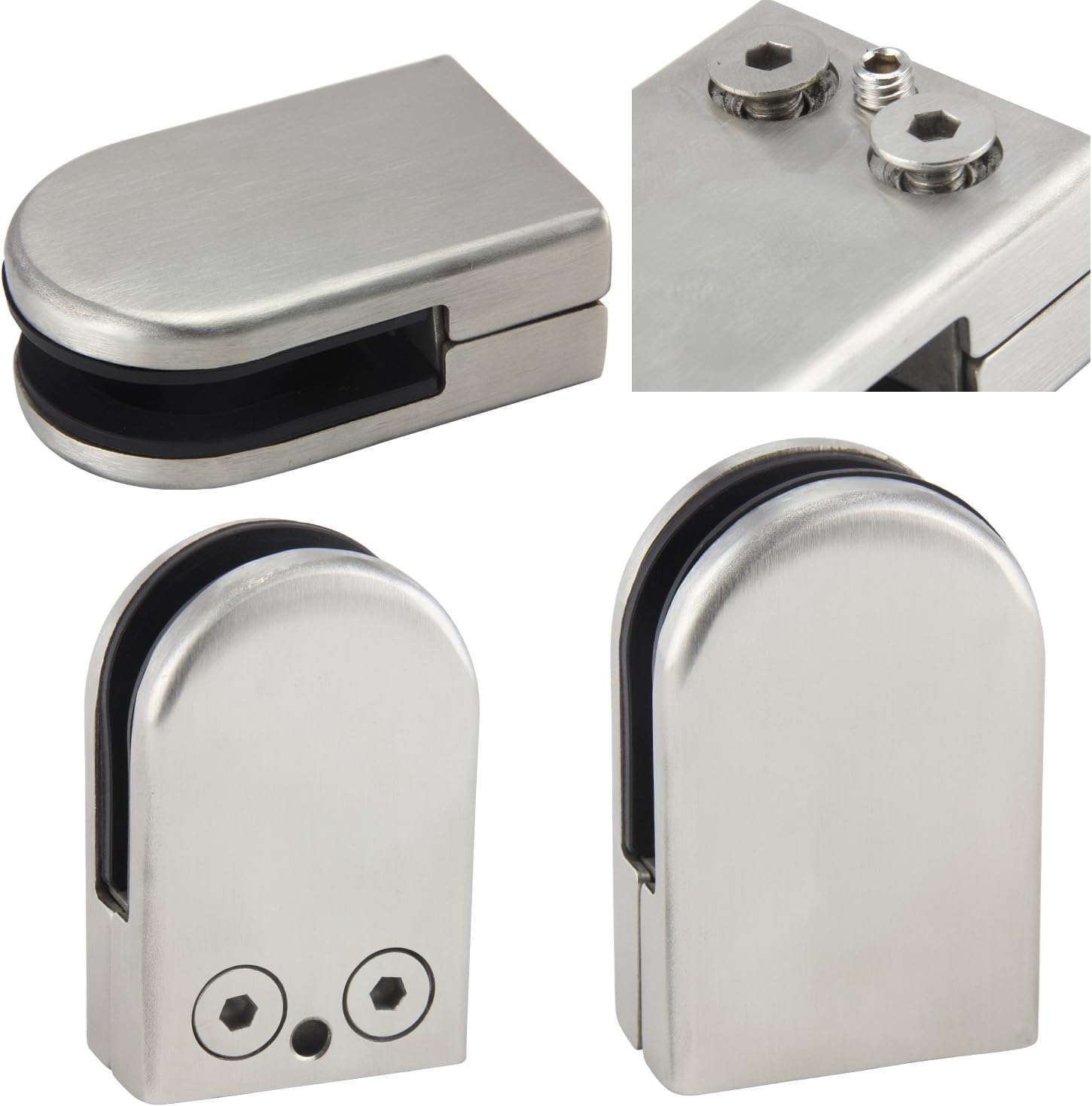 6 Morsetti Vetro Acciaio Inox Regolabili 10-12mm - Per Ringhiere, Scale E Balaustre - Foto 2