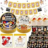 114Pcs Friends Party Supplies Friends Themed Party Decorations Friends Party Decorations Friends TV Show Decorations with Plates and Napkins for Friendsgiving Party Decor