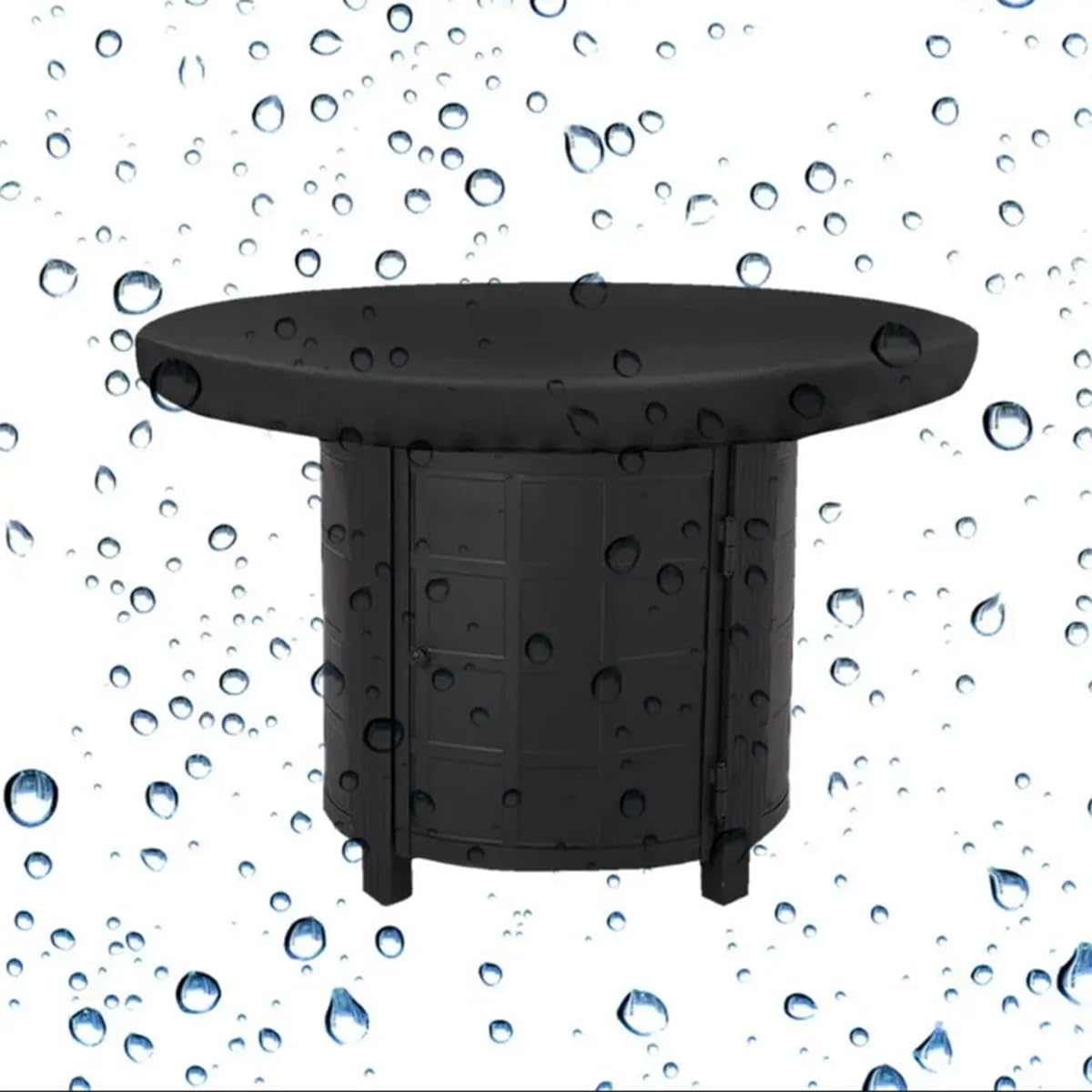 Copertura rotonda per braciere, impermeabile, anti-UV, diametro 100 cm, in tessuto Oxford 420D, per esterni, giardino, patio, riscaldatore, piastra protettiva, colore nero