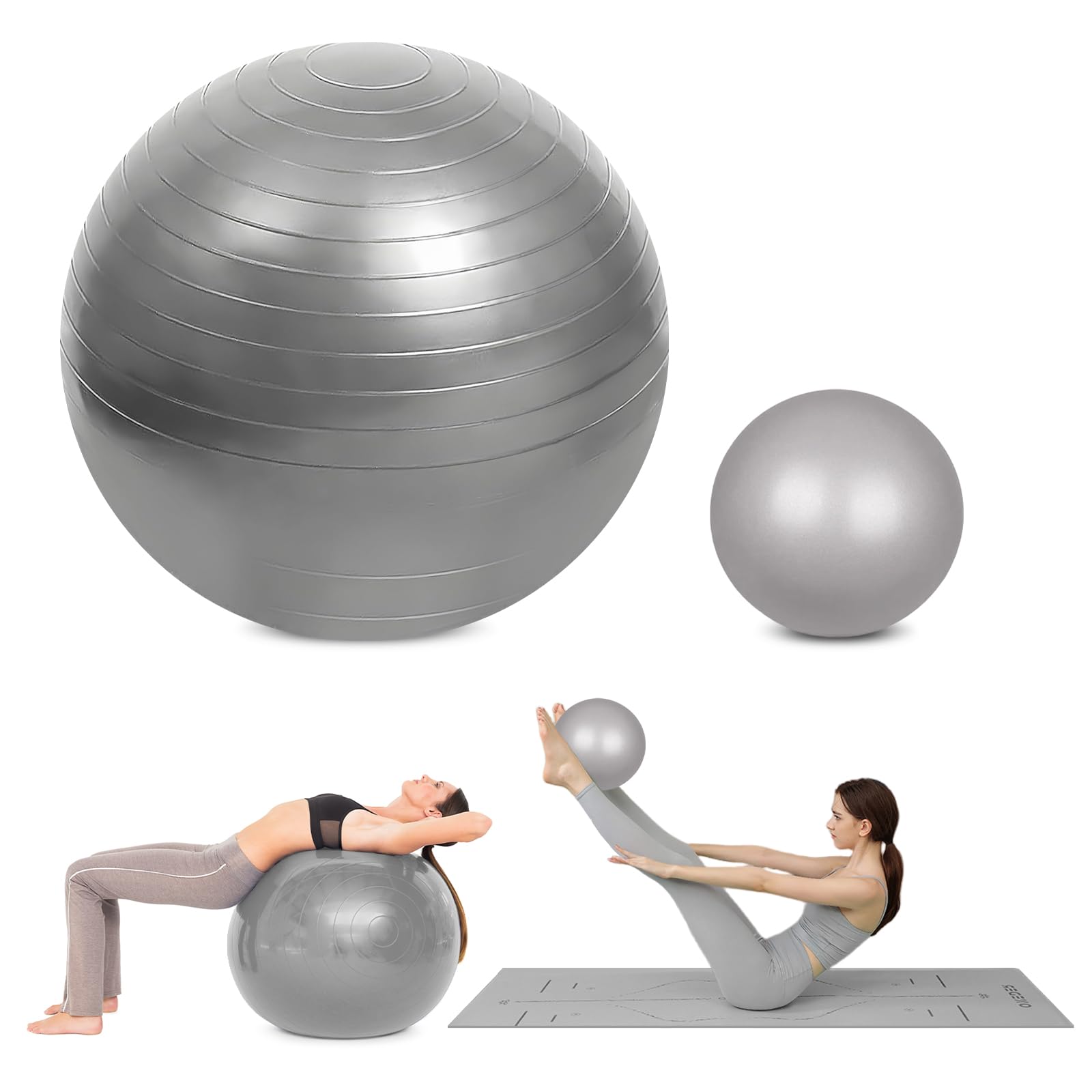 flintronic Gymnastikball mit aufblasbarer Fußpumpe,55cm/65cm Anti-Burst Extra Dicke Yoga-Geburtsschwangerschaft Pilates Core Stärken Sie die Fitness-Gymnastikbälle