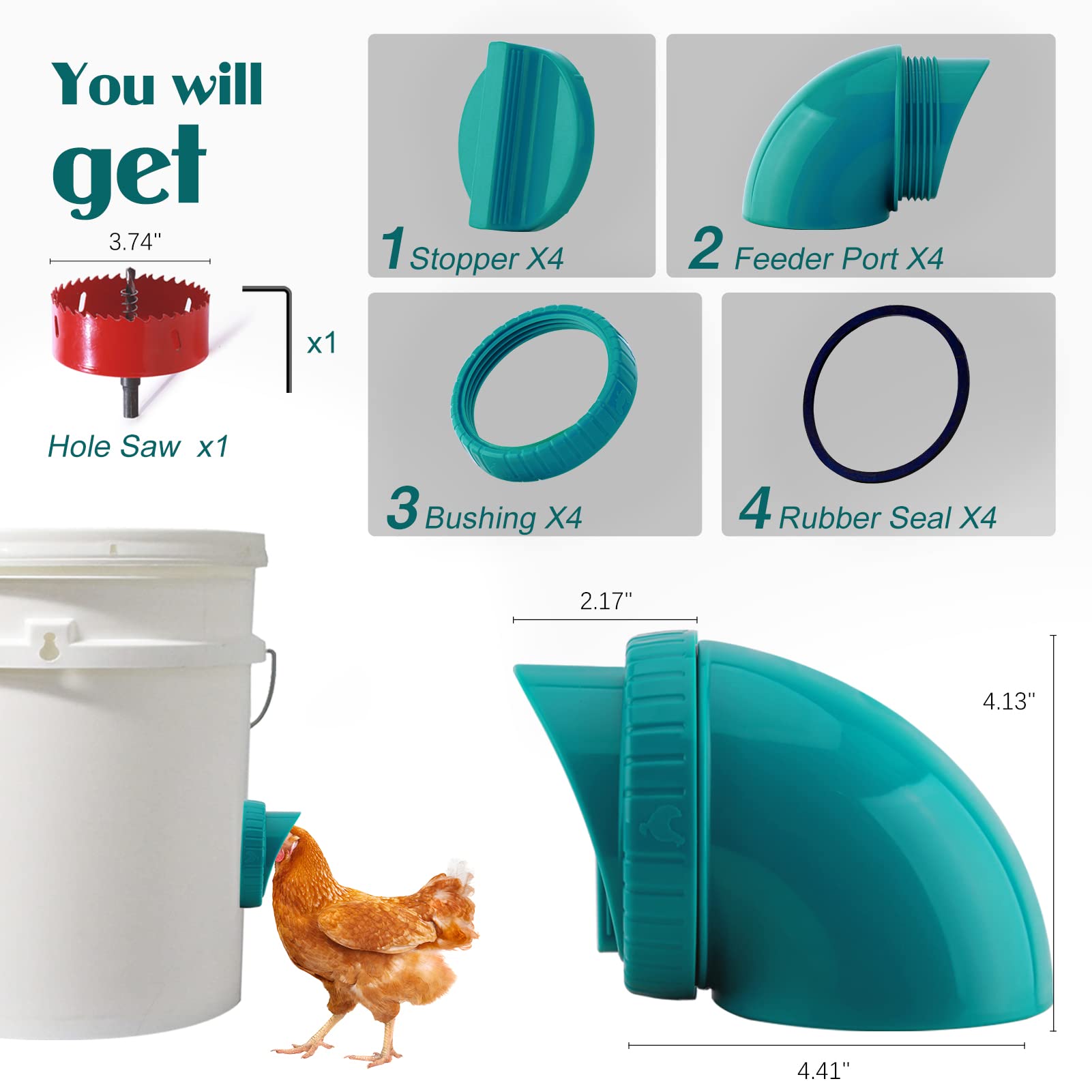 120 Lb Metal Automatic Chicken Feeder - 10 Port, No Waste, Weather & Animal Proof Gravity Feeder For Poultry