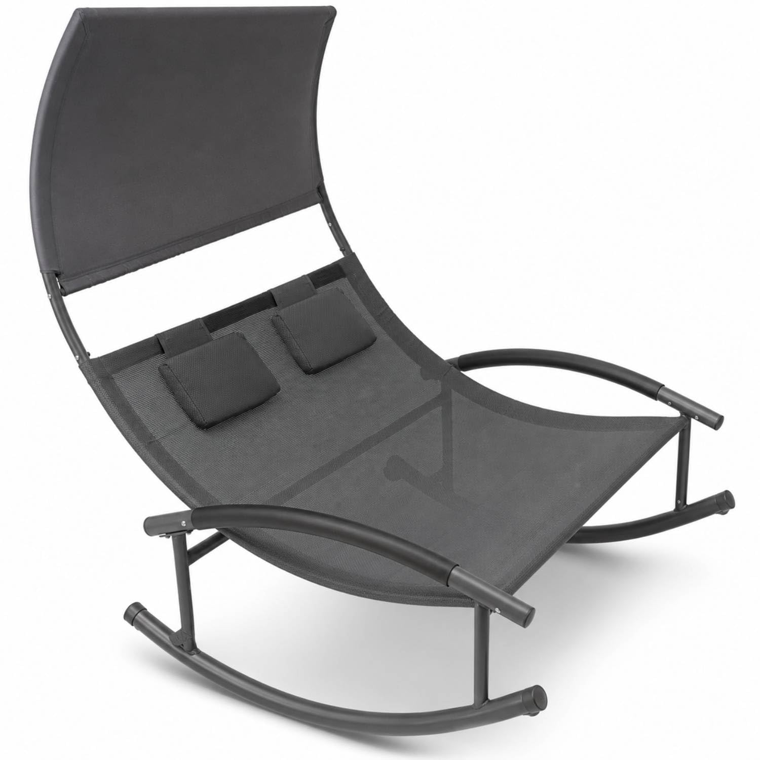 Lettino 2 Posti Dondolo Prendisole Con Parasole Integrato Ergonomico In Textilene Traspirante Struttura In Acciaio E Cuscini Ideale Per Giardino Piscina 140x200x185 Cm Grigio