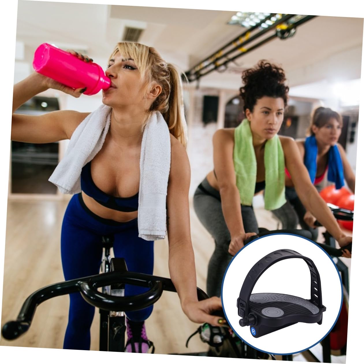 Cabilock Pedales Bicicleta Estática Correas Ajustables y Superficie Antideslizante, Accesorios Compatibles para Entrenamiento Cardiovascular y Fitness en Gimnasio Varios Estilos
