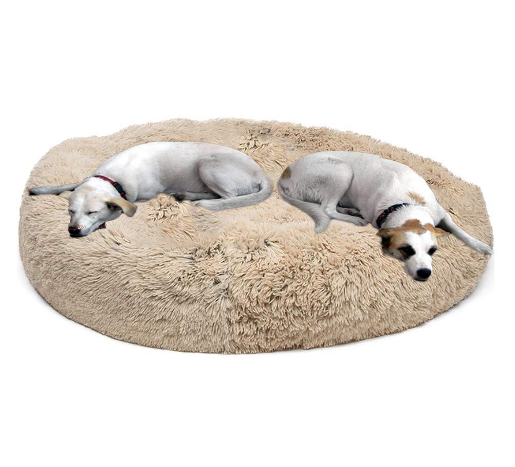 ZXLLO Pet Waterproof Round Plush Donut Cats Nest Bed Cushions, Brown, XXXXL - 120cm