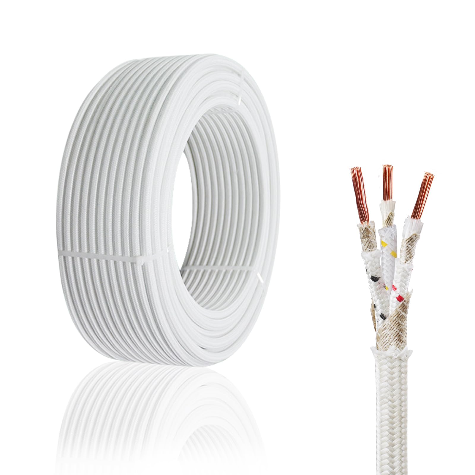 KToyeang 11 Gauge 3 Conductor High Temperature Wire 16.4Ft, -76-932 ℉ 11 AWG Mica Fiberglass 3 Core Copper Wire Insulated Heat Resistant High Temp