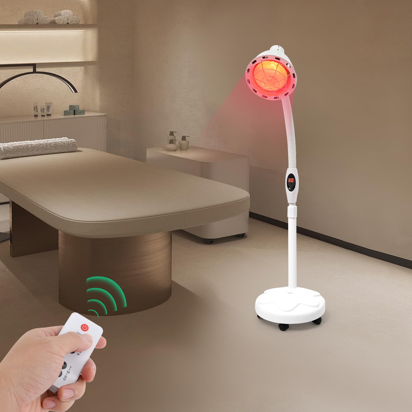 Infrarot-Wärmelampe｜360° drehbar & Höhenverstellbar｜Fernbedienung + 5-60 Min Timer｜32~239℉ Muskelentspannung/Schmerzlinderung｜Therapie-Lampe für Hautpflege & Gelenk‌