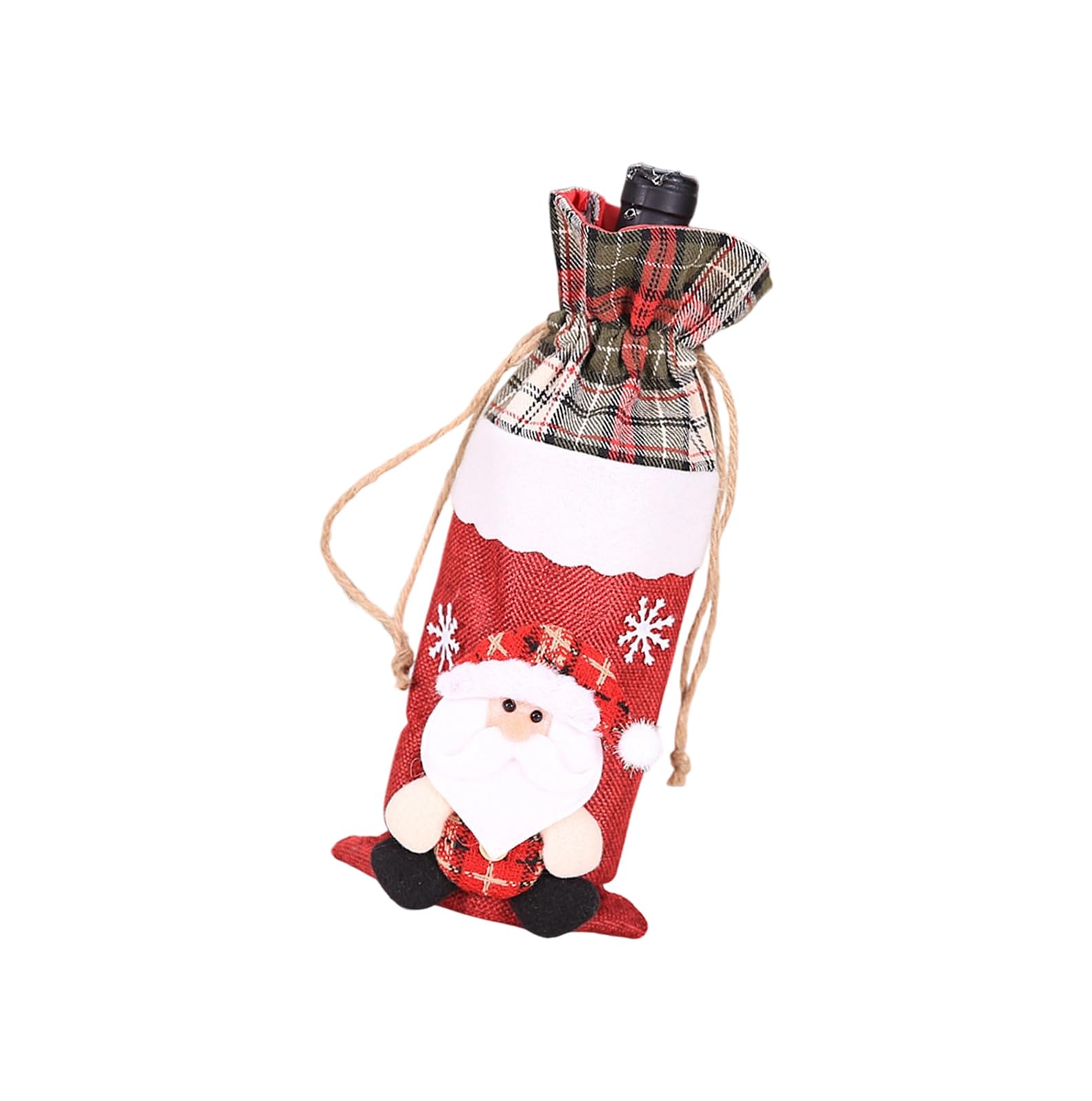 Buxuaaaa Holiday Themed Plush Wine Bottle Sleeve Santa Design Perfect for Christmas Gatherings and Festive Table Centerpieces Festive Holiday Wine Protector