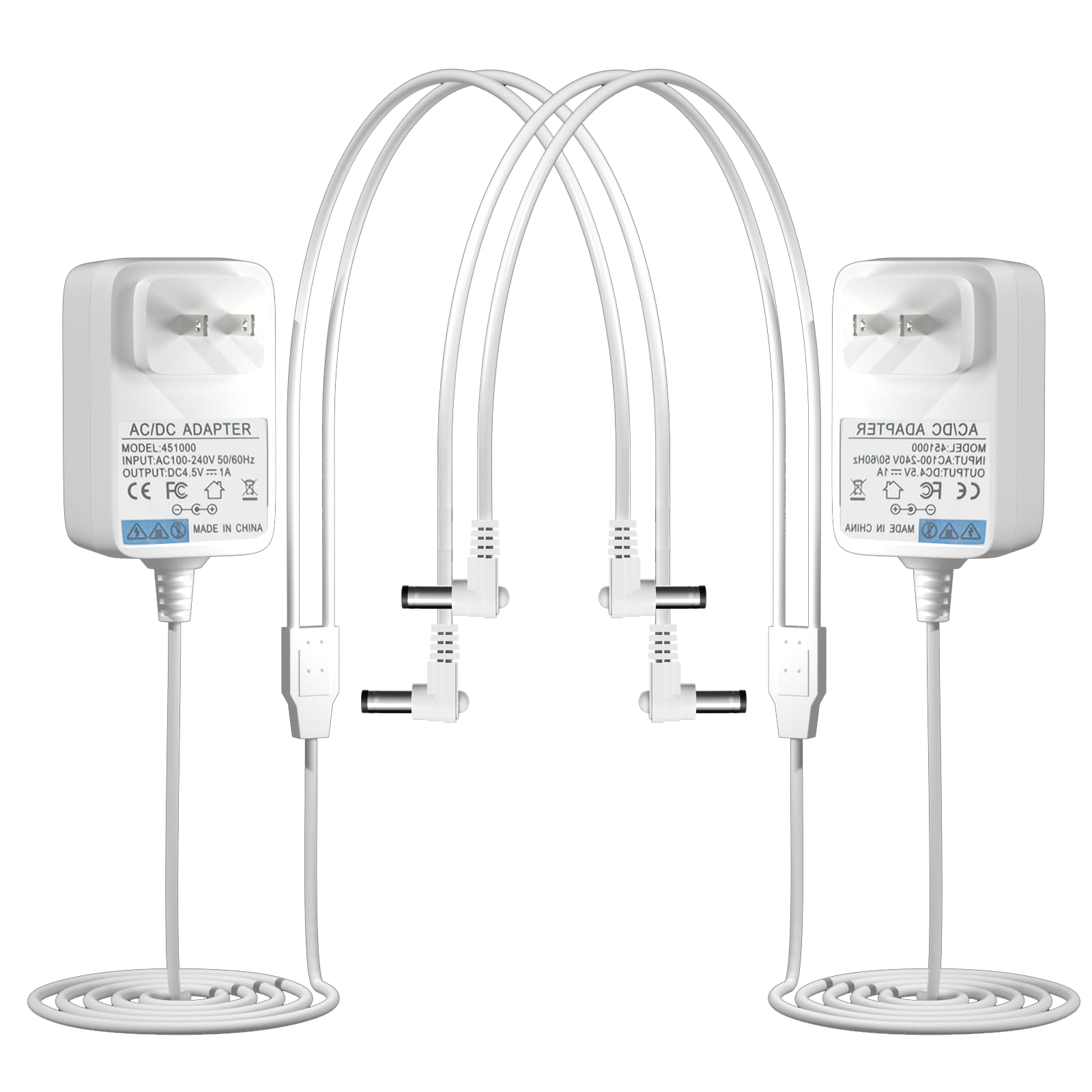 Replacement for Lemax Lighted Village Accessory AC/DC 4.5V Power Adapter with 2 Output,Compatible with Lemax #94563 94564 74707 74295 84428 94565 Christmas Micro Lighting Building Decoration(2 PCS)