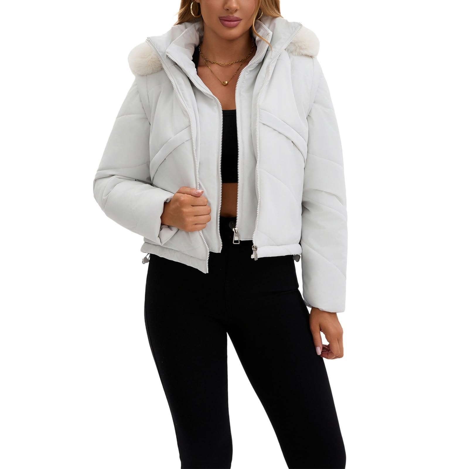 Abrigo Corto De Plumas para Mujer, Chaqueta Acolchada Ligera, Parka Con Forro Polar, Chaleco Sin Mangas