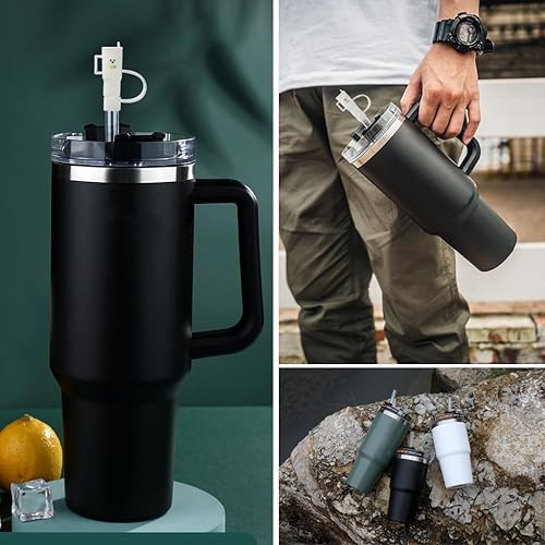 Miniatura 6 de ALINK Paquete de 4 popotes de silicona de repuesto y cubiertas para popotes Stanley de 40 onzas y 30 onzas, popotes de color reutilizables de 12