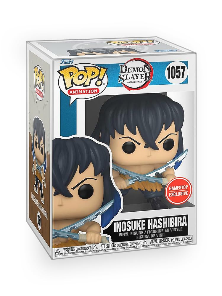 Epic Collectibles Pop Anime: Demonslayer - Inosuke Hashibira Unmasked Exclusive Vinyl Figure Included with Box Protector Compatible for Funko