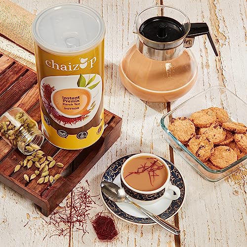 Image of Chaizup Premium 1 Min Instant Saffron Tea Premix - 1kg Can | Saffron Flavours | Approx. 72 Servings | 1kg