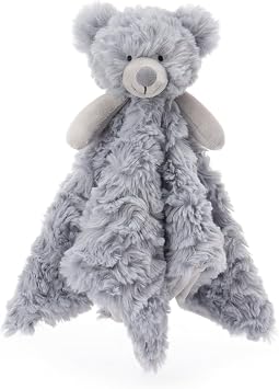 Apricot Lamb Gray Flower Bear Soft Loveys for Babies, Security Blanket for Baby Boy and Girl, 14x14 Inches, Plush Material