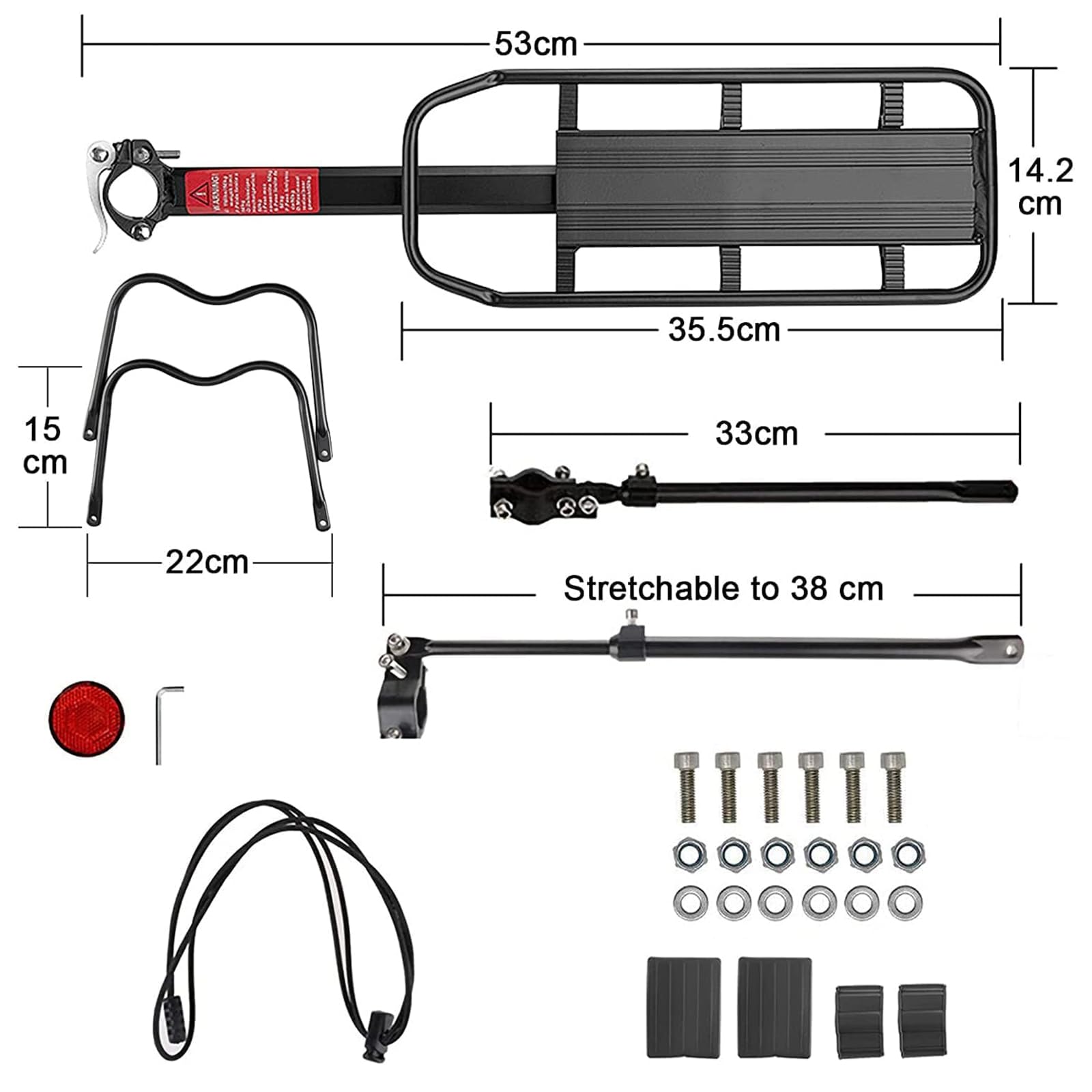 Gepäckträger Mountainbike, Universal Fahrrad Gepäckträger Hinten Aluminiumlegierung, Schnellspanner Einstellbare Fahrradgepäckträger mit Schutzbleche Reflektor Für 24-29 Zoll MTB