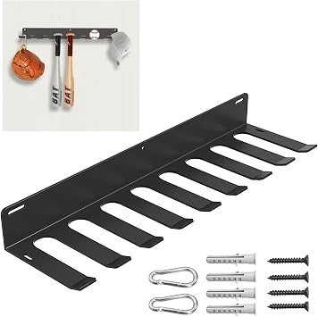 Bat Holder Wall Mount, 17" Baseball Bat Rack Holds 16 Bats, 1 Pack
