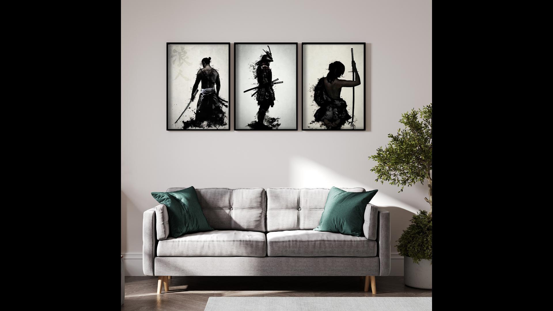 IUNTWEIE Dipinti su tela Bushido giapponese, poster di guerrieri