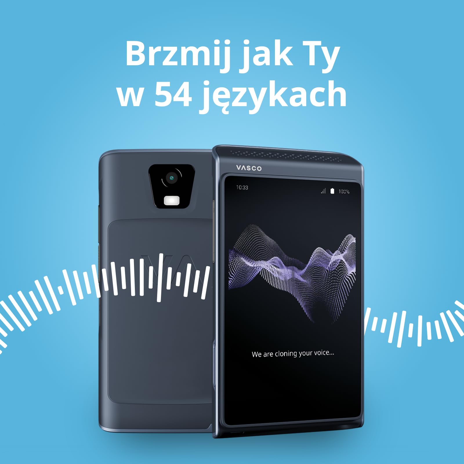 Vasco Translator Q1 | Klonowanie głosu | Tłumacz rozmów tel.| Slate Blue | Klonowanie głosu | Tłumacz rozmów tel.| Kontekstowy tłumacz AI | 113 języków | Internet bez limitu | 99% dokładności