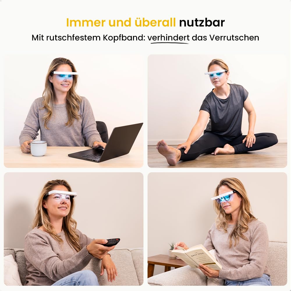 BrellaVio Tageslichtbrille PRO - Alternative zu 12.000 Lux Tageslichtlampe - UV-freie LED Tageslicht Simulation Brille