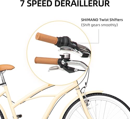 Miniatura 3 de ACEGER Bicicleta de playa de 26 pulgadas para mujer, velocidad única y 7 velocidades, varios colores