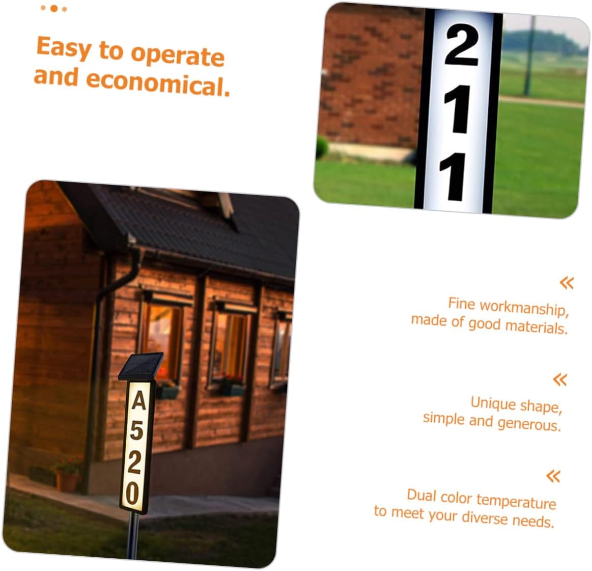 DOITOOL Outdoor Solar Address Light Solar-powered House Number Sign with Easy Installation for Garden Decor Illuminated Led Plaque for Home Address Display