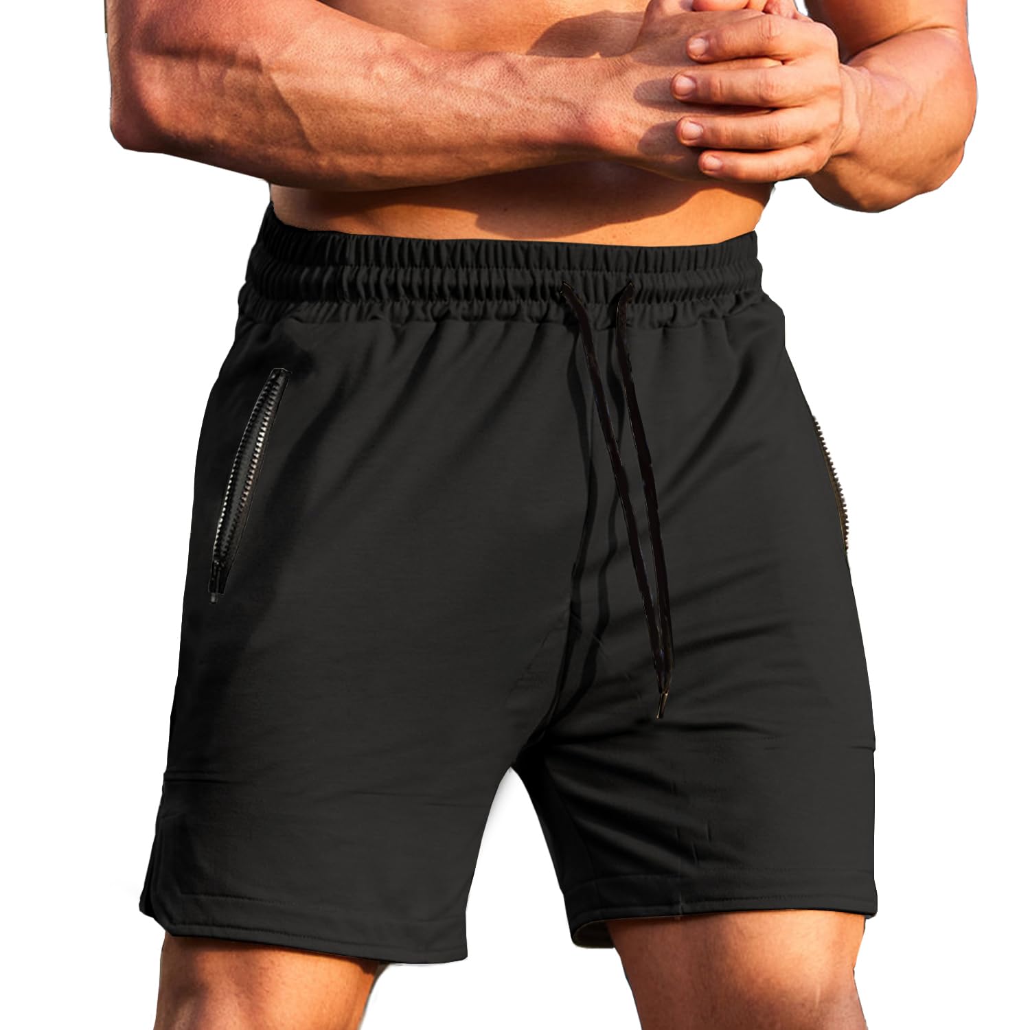 COOFANDY Men's Gym Workout Shorts Athletic Training Shorts Fitted Weightlifting Bodybuilding Shorts with Zipper Pockets