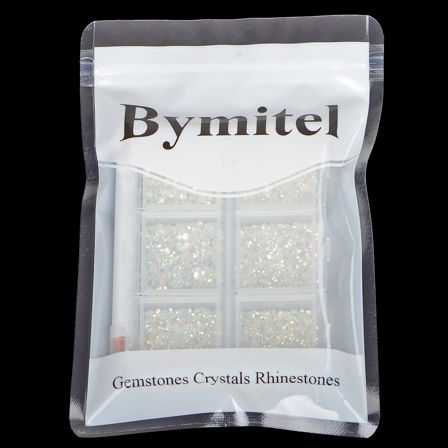 Bymitel 7200 sztuk, 6 różnych rozmiarów, mocowanie kleju do szklanych kryształów, okrągłe kryształowe klejnoty, płaskie plecy, do samodzielnego wykonania biżuterii, za pomocą jednego długopisu (6