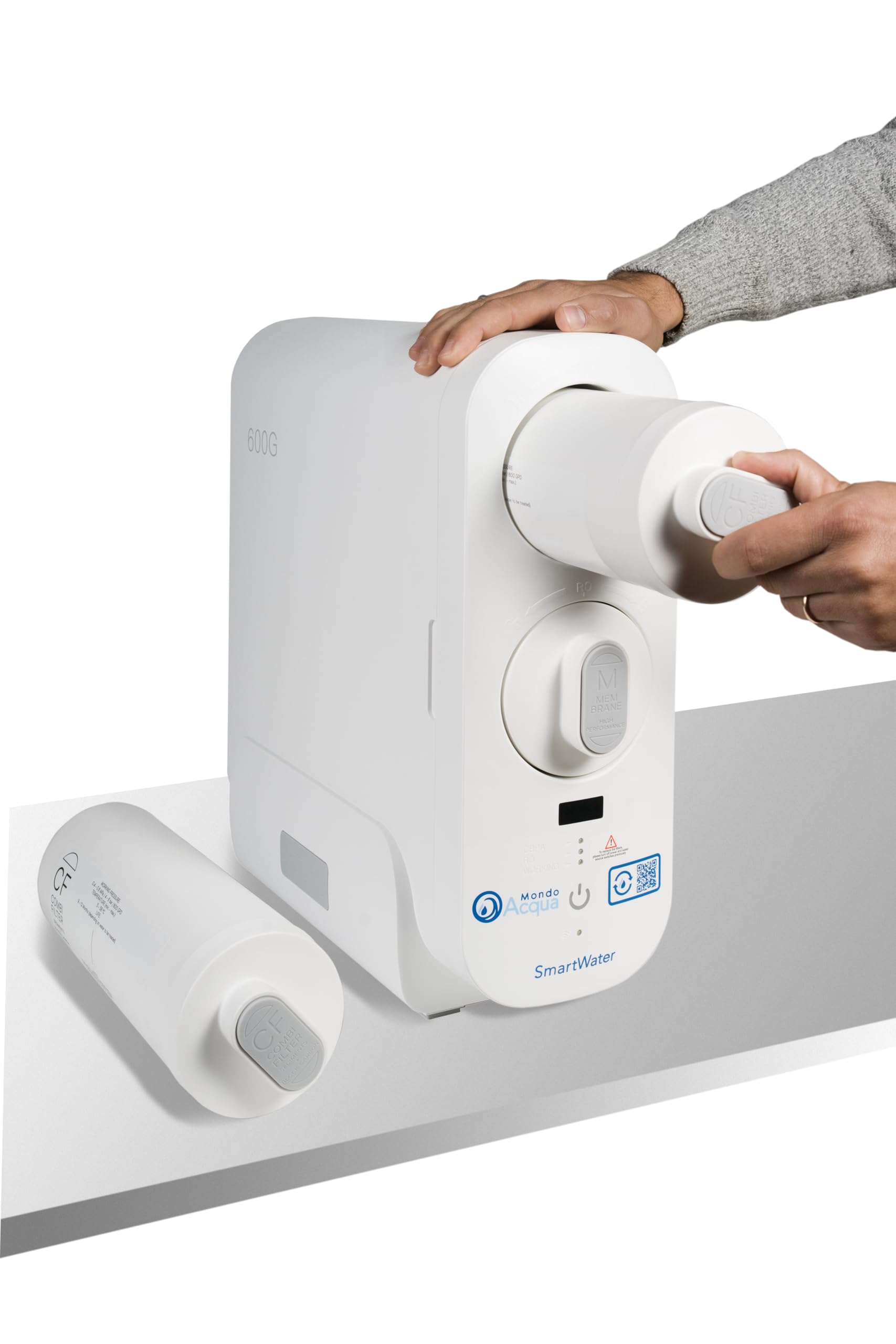 SmartWater depuratore acqua sottolavello a osmosi inversa e microfiltrazione, display TDS, senza abbonamento, 2304 L al giorno, 1,6 L min, bianco