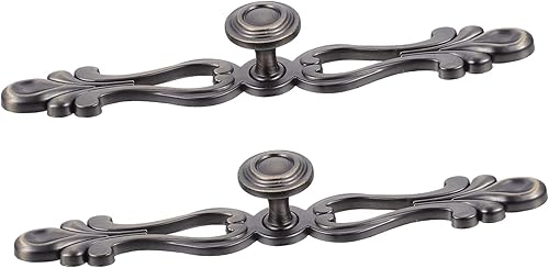 Housoutil 2 tiradores de gabinete de estilo europeo, pomos vintage de aleación de zinc, asas resistentes para tocador, armario y tocador