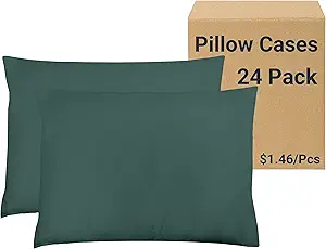 ZPECC Pillow Cases Bulk 24 Pack - Standard Pillowcases with Envelope Closure, Soft Brushed Microfiber Pillow Cover for Hotel Airb&bs Hospital Bedding Essential, Posy Green