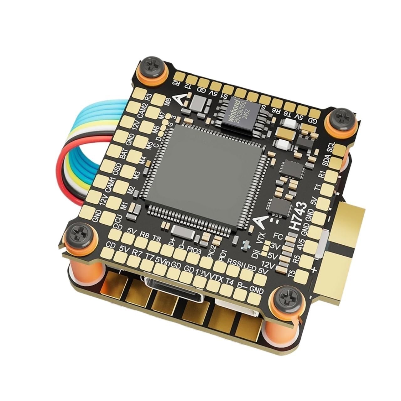 Compatibile con DAKEFPV H743 Flight Controller Stack con barometro OSD 70A ESC for droni FPV(H743 FC)