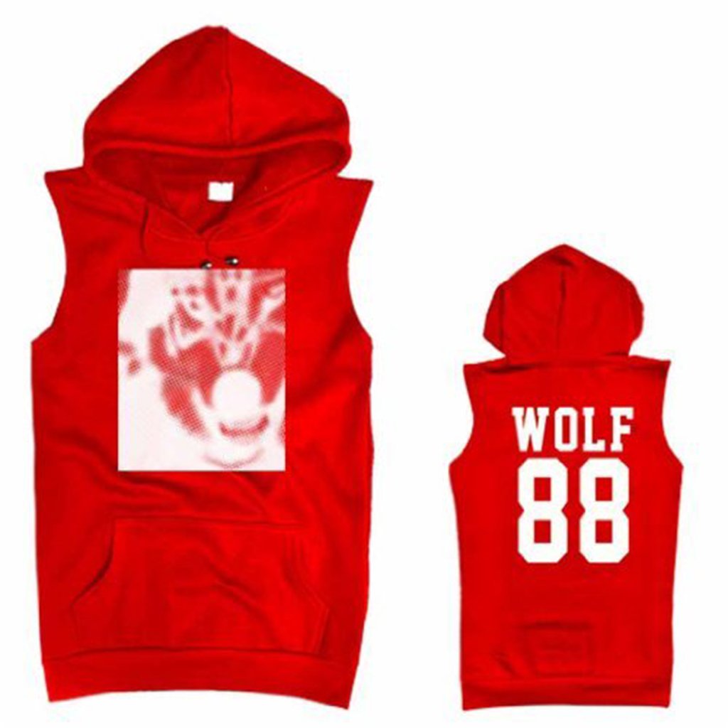 Fanstown Kpop EXO Hoodie Sweatshirt SBS Wolf88 XOXO Same Style Sleeveless Shirt with Kerchief