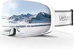 Veltuno Óculos de esqui para homens, mulheres, adultos e jovens, óculos de snowboard OTG, antineblina, proteção UV, visão ampla