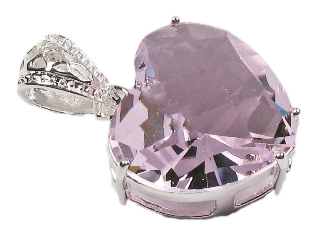 Women's Silver Pendant with Pink Topaz 20 x 40 mm Silver Chain 50 cm