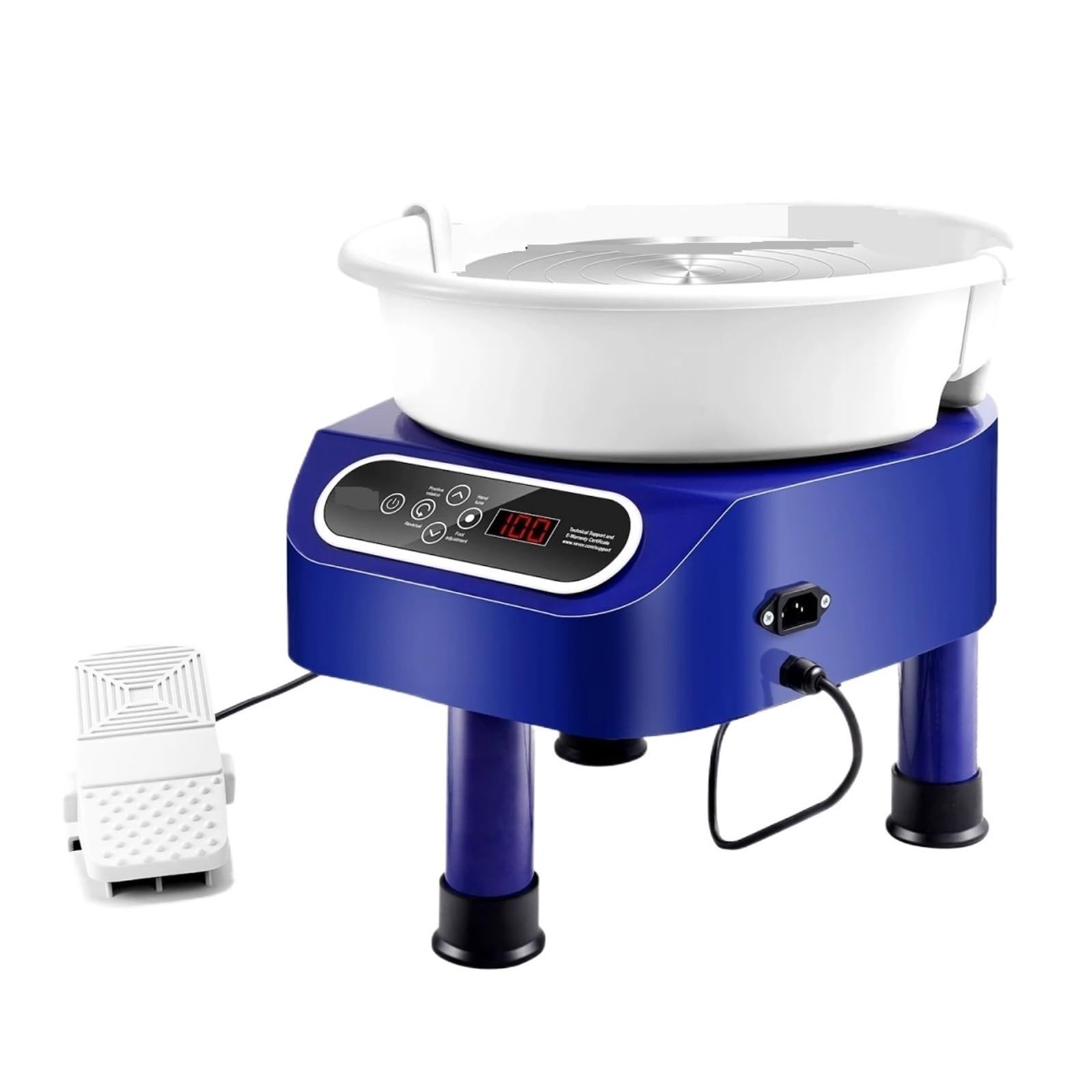 Töpferscheibe 11 Zoll, Keramikformmaschine, Direktantrieb, 450 W, Elektrische Mit Fußpedal Stabil Mit Einstellbarer Drehzahl(10in Blue 350W)
