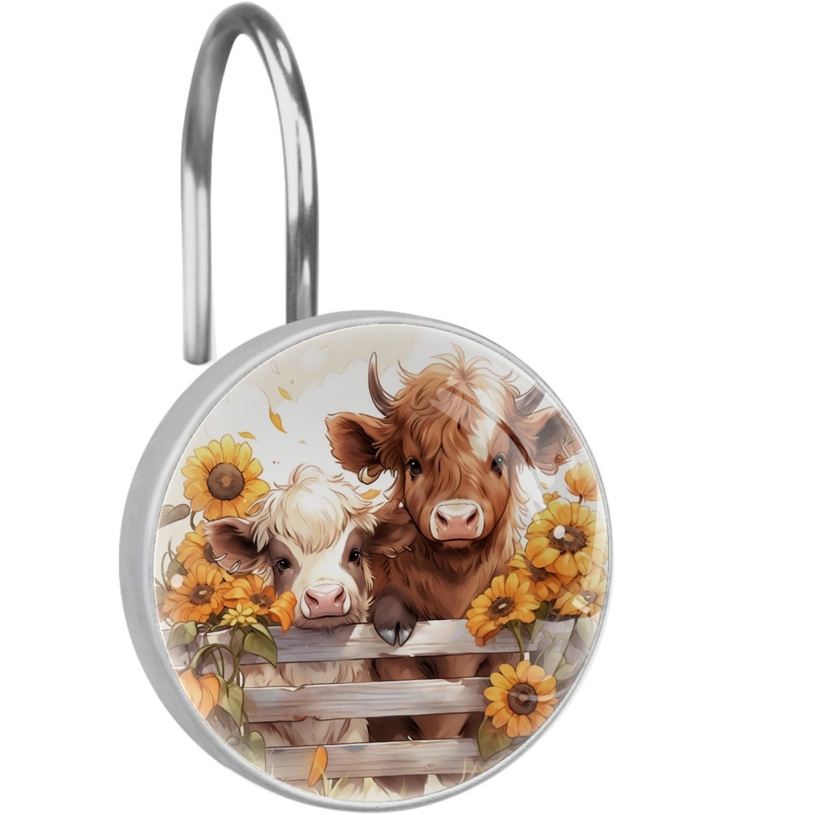 VAPOKF Decorative Shower Curtain Hook: Cartoon Cows Rustproof Stainless Steel Shower Curtain Ring for Bathroom - Shower Curtain Hook & Hangers - Set of 12