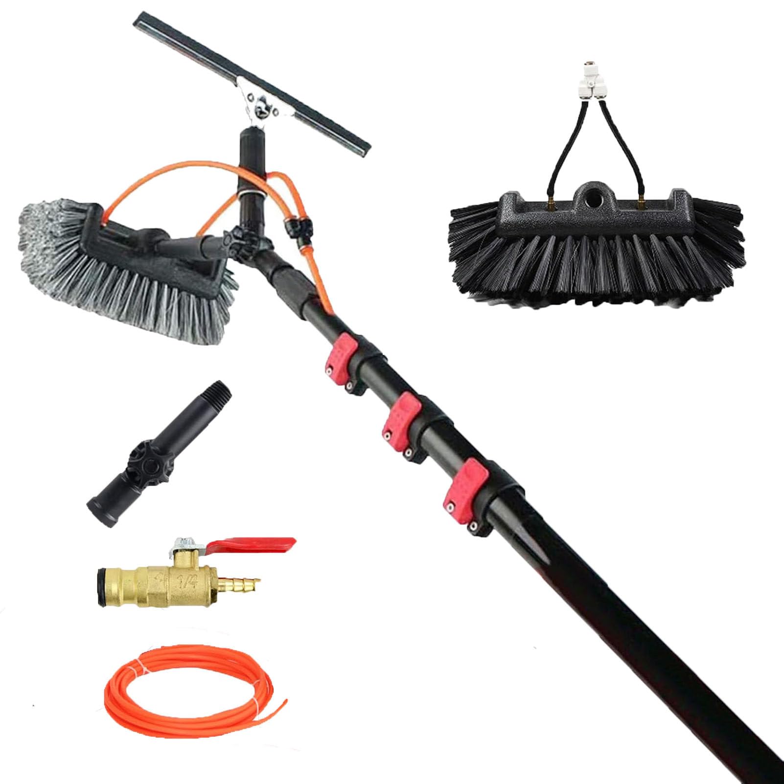 OLSKFUH Water Fed Pole Kit For Solar Panel Cleaning - 18Ft Telescopic Extension Brush With Soap Dispenser - Efficient Outdoor Glass Cleaning Tools For Photovoltaic Panels,29cm-10.8m/36ft