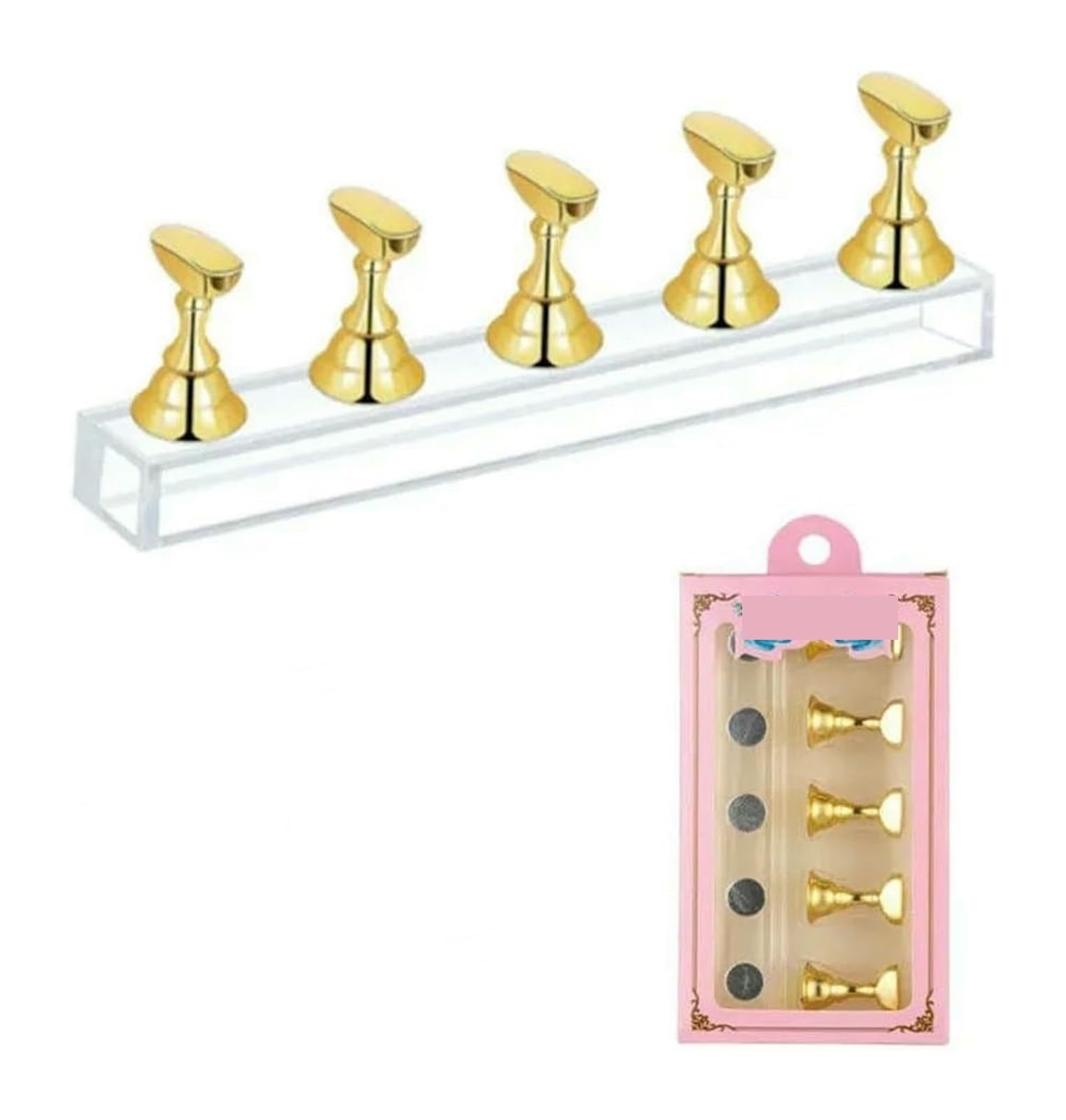 NDLHXKFRP Acrylic Nail Stand Display, Nail Art Tools Practice Display Stand Polish Acrylic Crystal Showing Shelf Multicolor(A0044 - Gold)