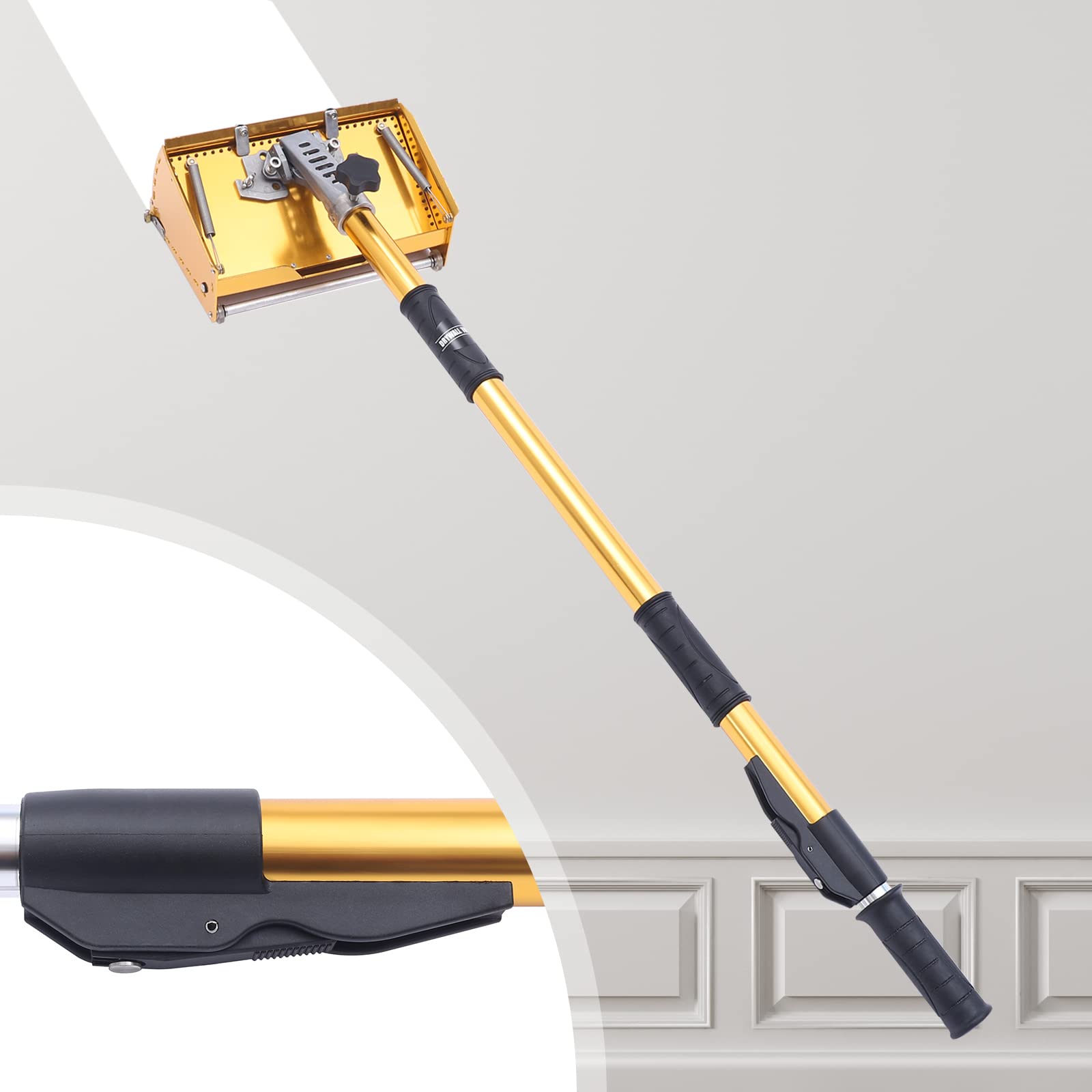 10,43 Zoll - Intonaco per finitura delle pareti con manico antiscivolo, scatola professionale per finitura piatta per cartongesso con asta regolabile, lunghezza 0,9-1,5 m, per stucco