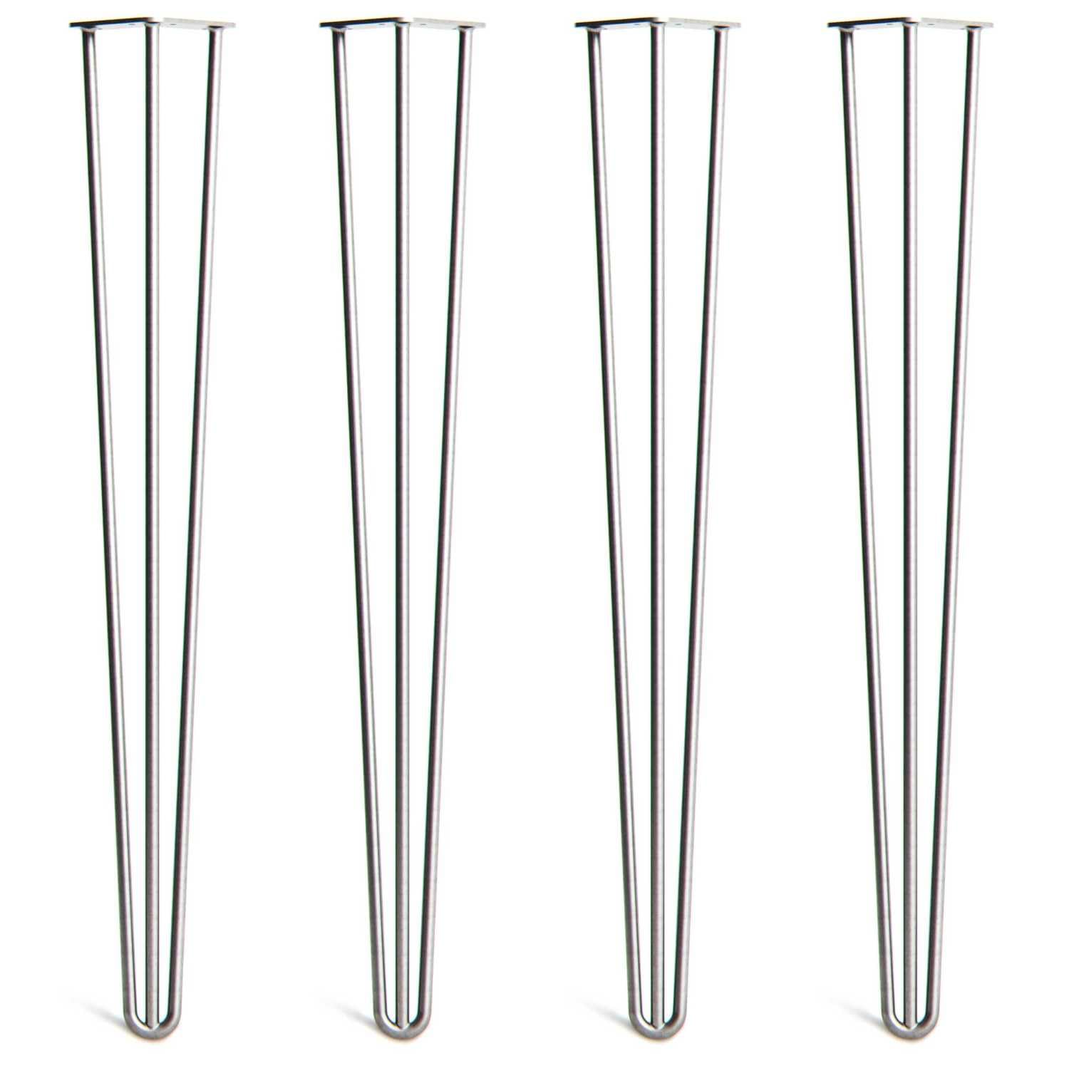 [HLC] 4 x Heavy Duty Hairpin Table Legs – Superior Double Weld Steel Construction with Free Screws, Build Guide & Protector Feet, Worth £8 Included! – 12mm Steel [34"/86cm, 3 Rod, Zinc] — image 1