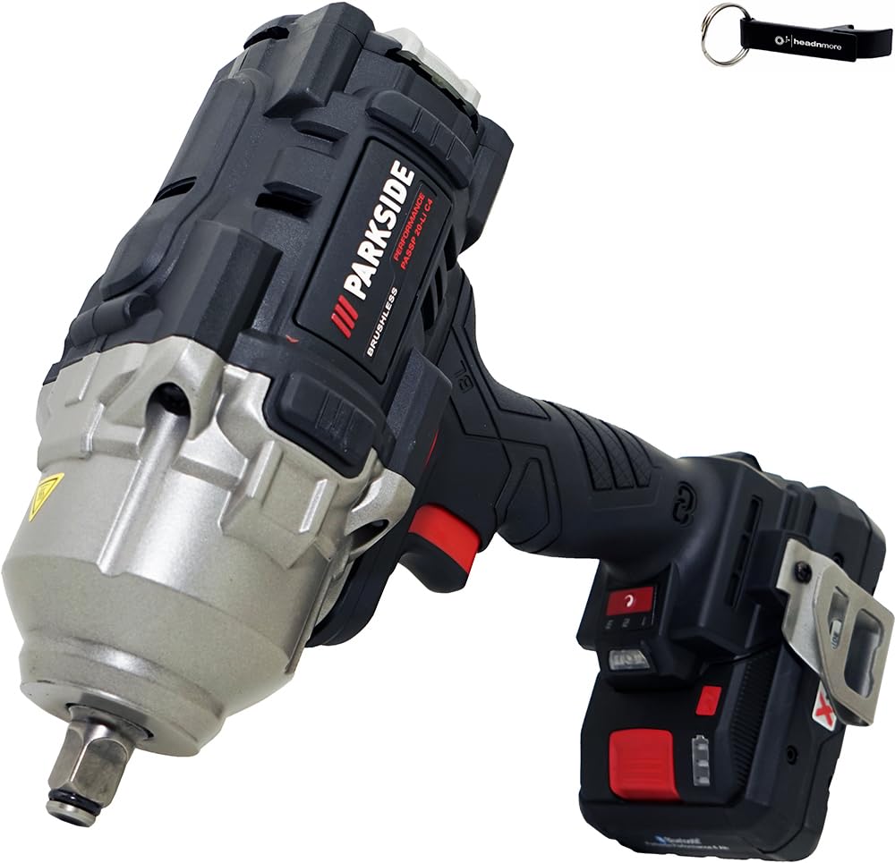 HEADNMORE® Paquete - PARKSIDE PERFORMANCE® Atornillador de impacto con batería PASSP 20-Li C4 incl. Batería inteligente de 4Ah + Llavero