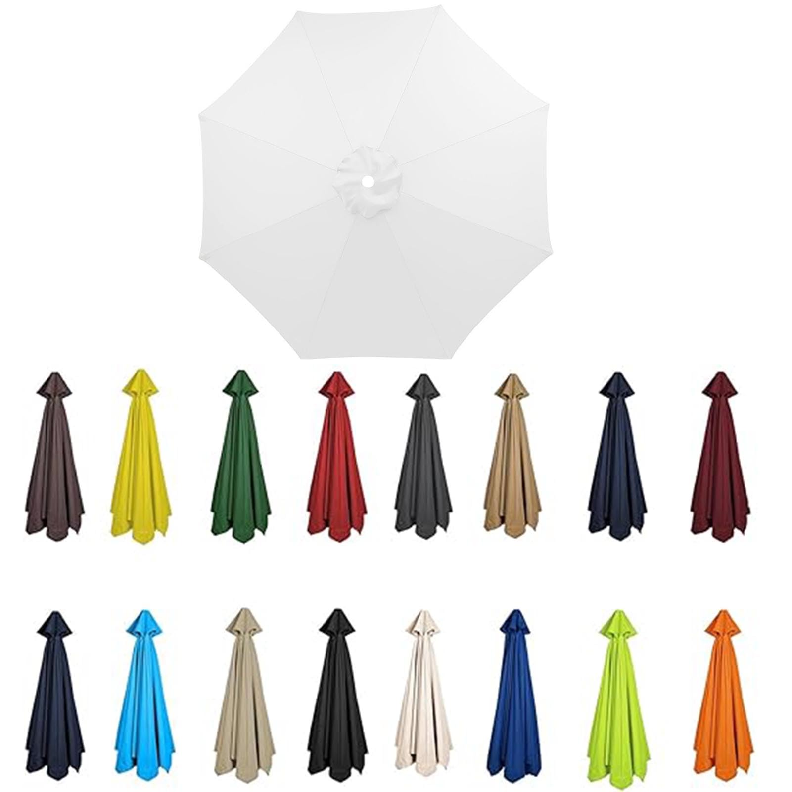 Blgvgklpnt White 2M-3.5M Replacement Parasol Canopy, Umbrella Replacement Fabric, Upf 50+ Garden Parasol Replacement Canopy, Outdoor Replacement Fabric, 6/8 Rib For Garden Umbrella (,8Ribs:2.7m/8.8Ft)