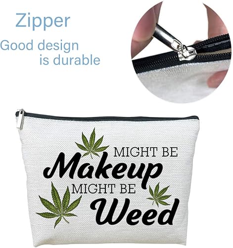 Miniatura 5 de Bolsa de maquillaje cosmético para mujer  Might Be Makeup Might Be Weed  Bolsa de viaje con cremallera, Humor, hojas de hierba, paquete de