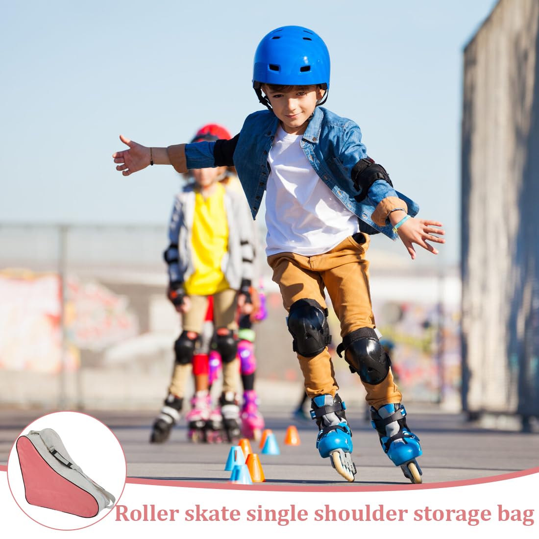 1 Artículo Patinaje sobre Ruedas Patín Bolsa de Funda, Correa de Hombro Ajustable Patín Bolsa de Transporte Bolsa de Patín para Mujeres Hombres Niños（Red）